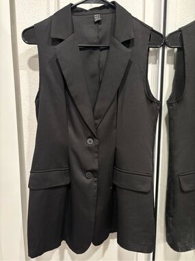 SHEIN Black Sleeveless Notch Lapel Blazer